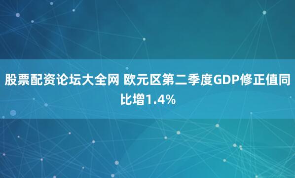 股票配资论坛大全网 欧元区第二季度GDP修正值同比增1.4%